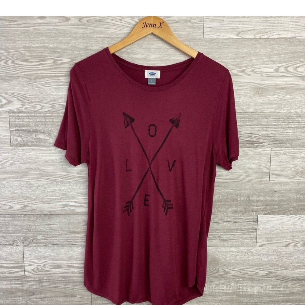 Old Navy Maroon Love Graphic Short Sleeve T-Shirt